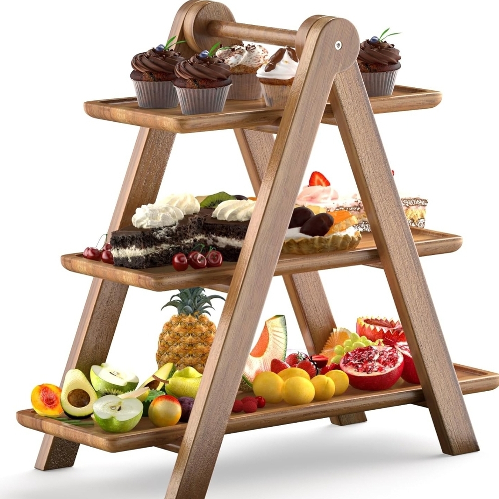 Wooden Tiered Serving Tray